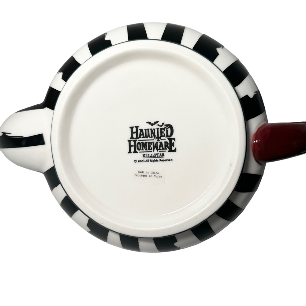 Killstar Teapot 38.7 oz Calagari Ceramic Black White Stripe - Picture 6 of 9